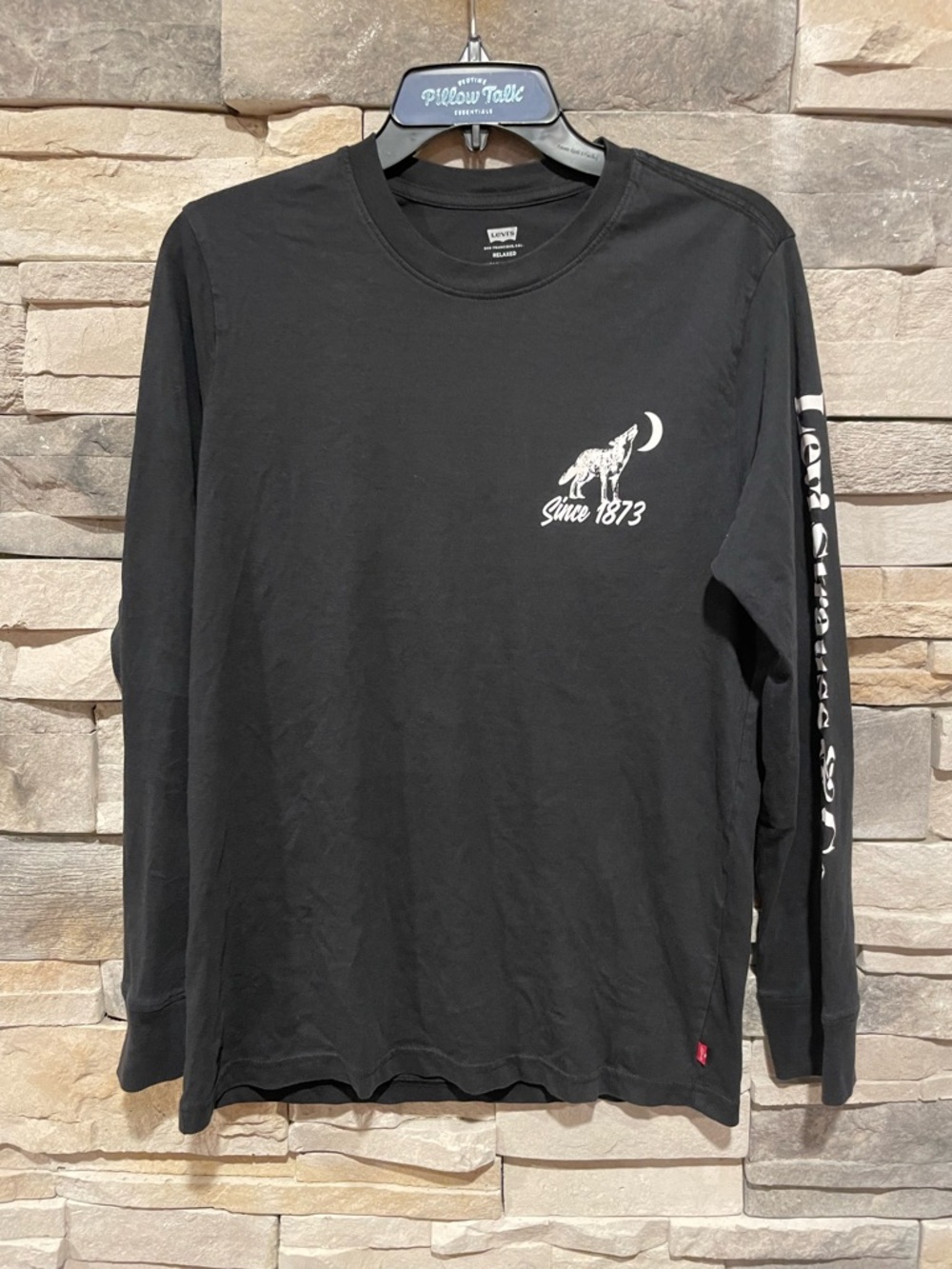 Levi's Black Long-Sleeve Tee with Wolf Moon Graphic
